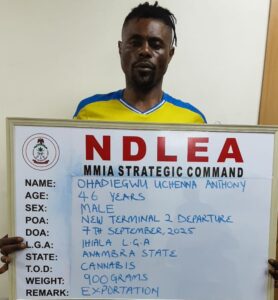 NDLEA Arrests Ohadiegwu Anthony Uchenna