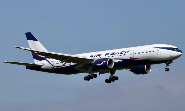 Air Peace Lagos-Asaba Flight Diverts Over Poor Visibility 1 5N BVE Boeing 777 21HER Air Peace LGW 19.5.24 53732169219